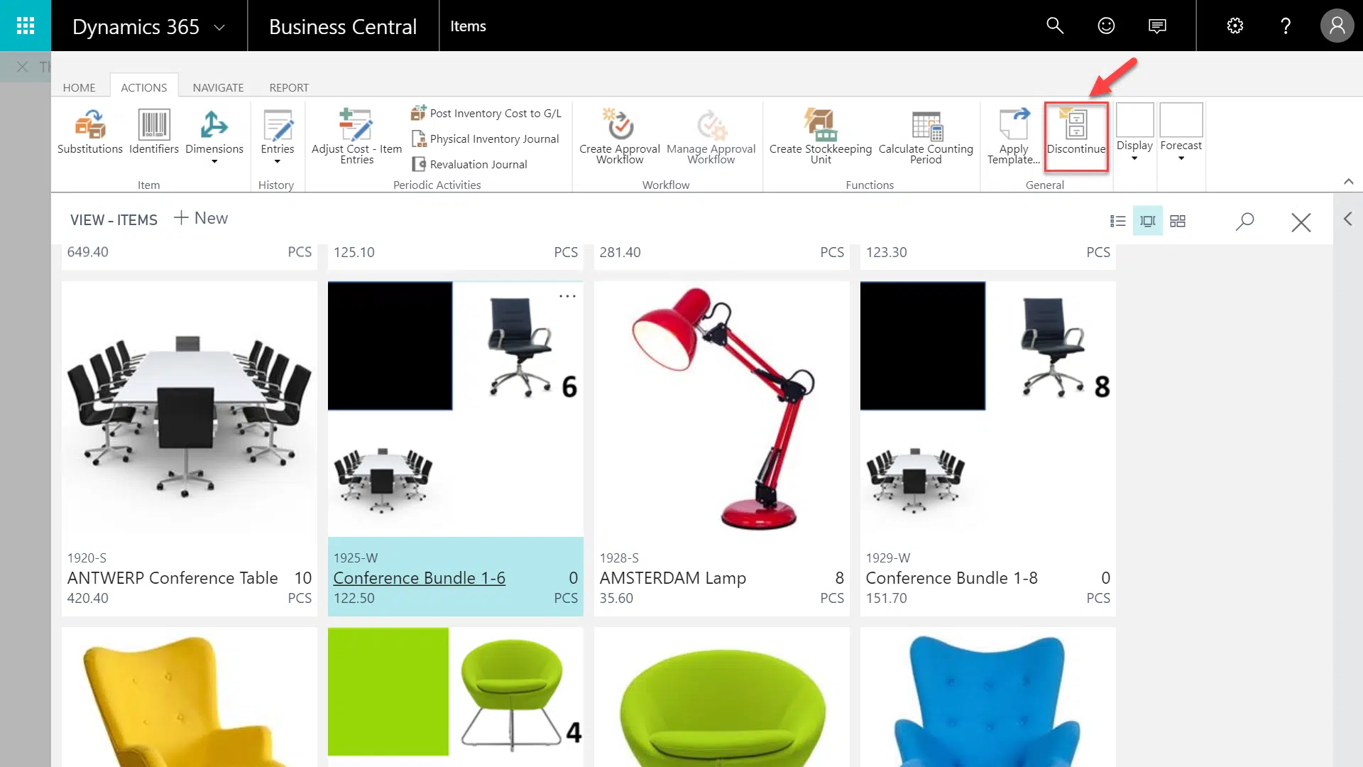 Discontinue Items from the Item List