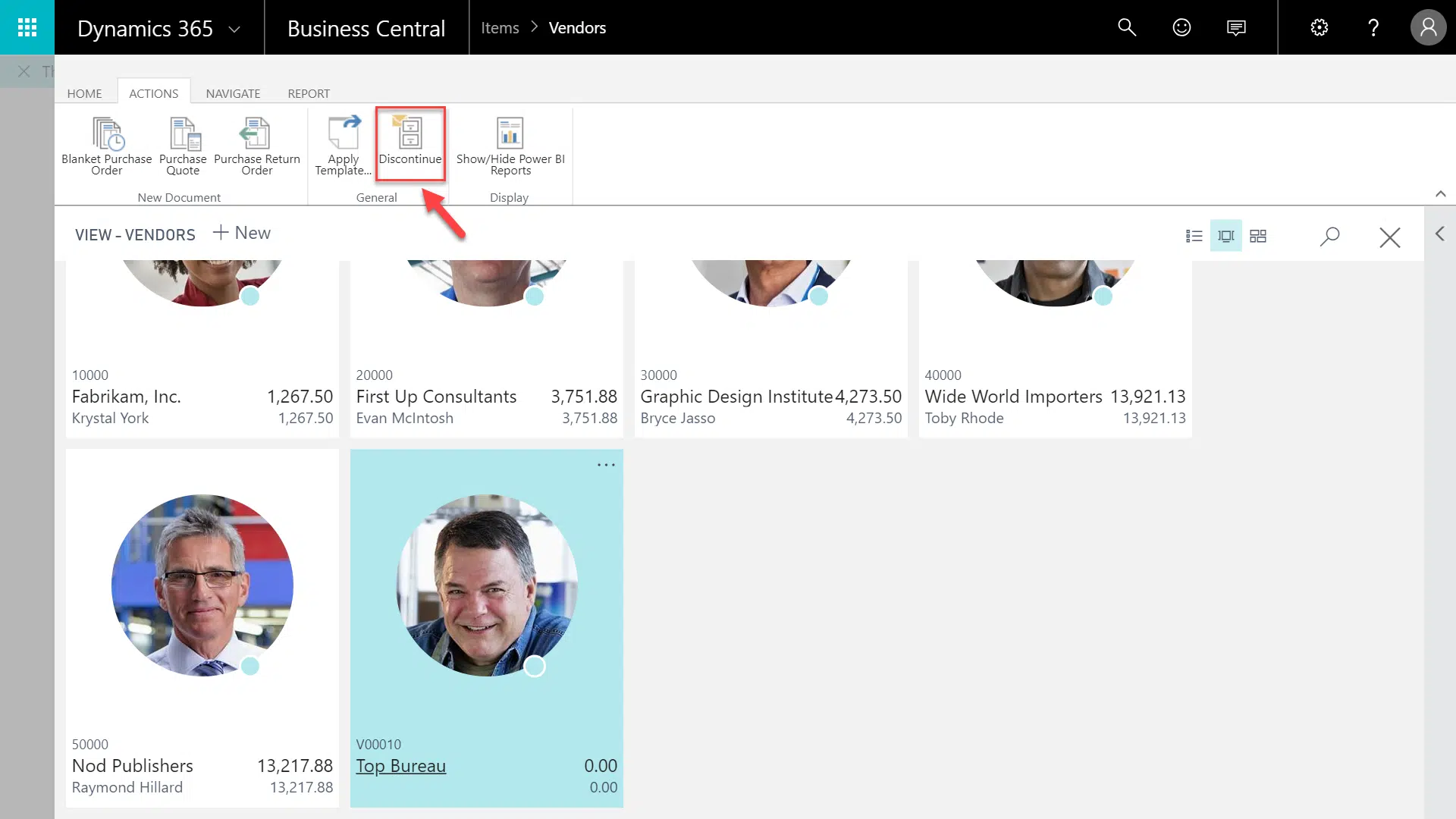 Discontinue Vendors from the Vendors List