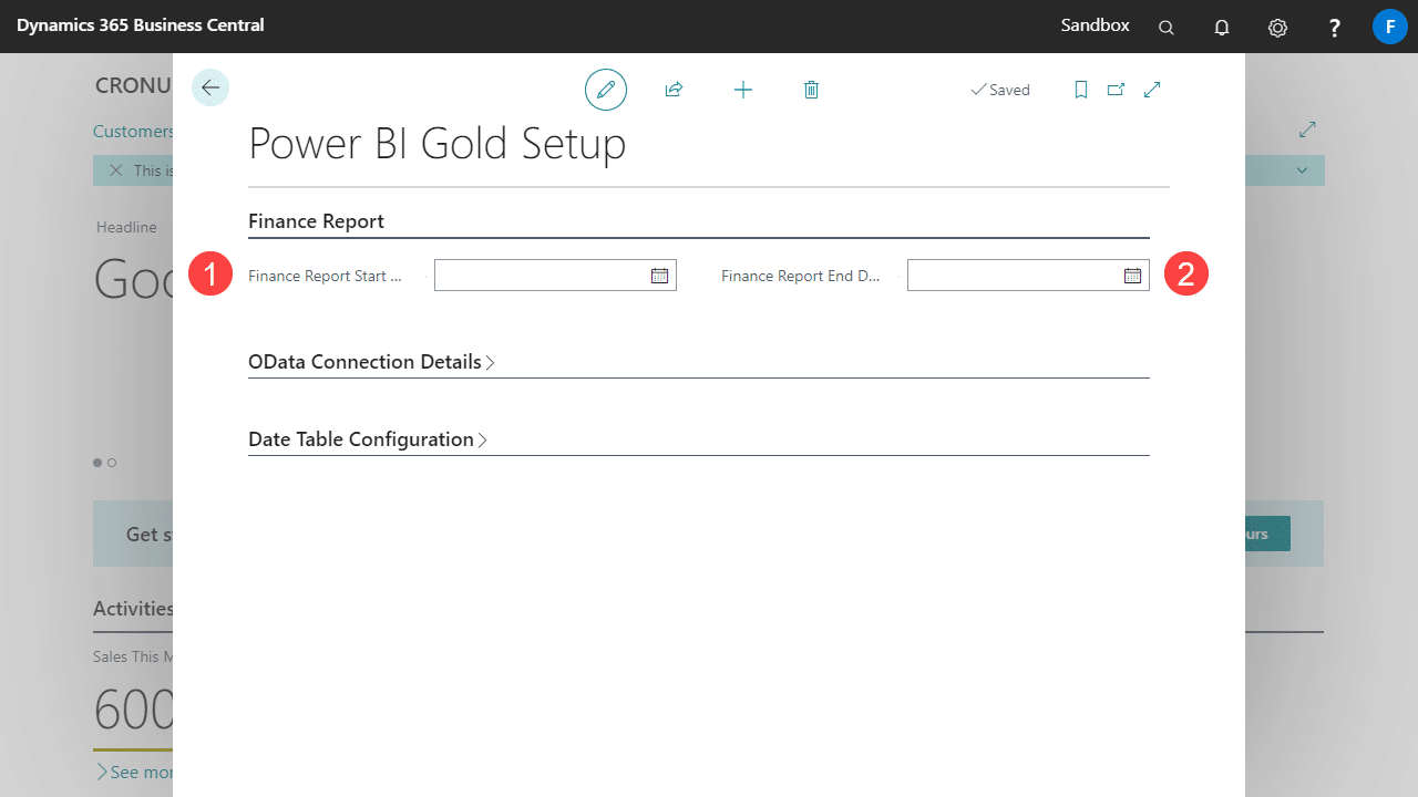 Power BI Gold for Finance data filtering configuration