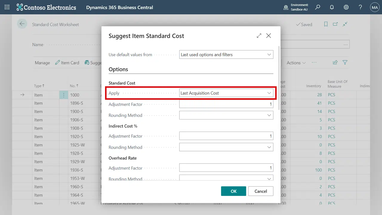 showing-apply-option-suggest-item-standard-cost