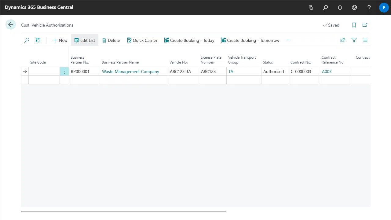 Customer Vehicle Authorisation