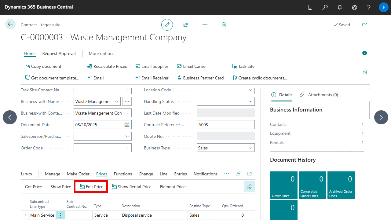 Edit Price - Contract